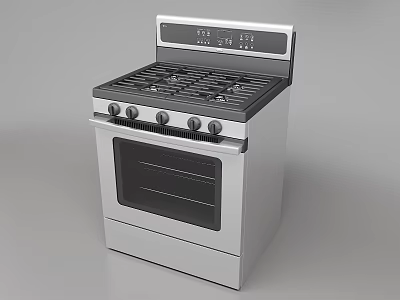 Stainless Steel Gas Range Oven With Control Panel And Knobs For Kitchen Appliance Use 3d model