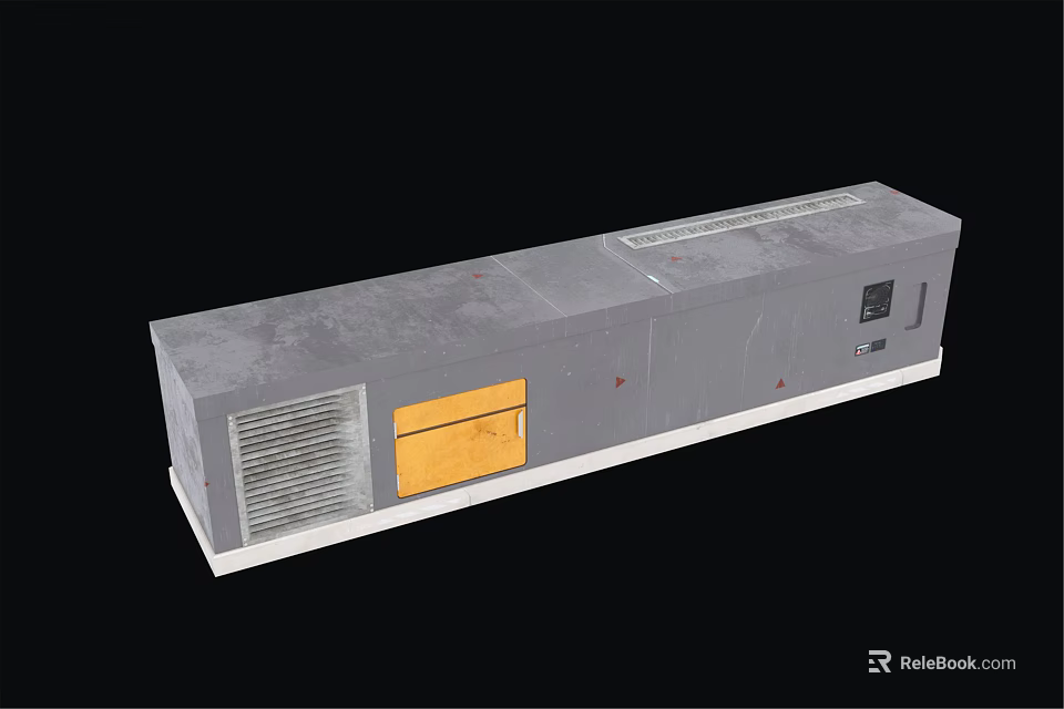 Gray Rectangular Air Conditioner Air Outlet With Grille Design For Commercial Buildings 3d model 