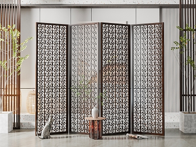 New Chinese Style Screen Partition 3d model