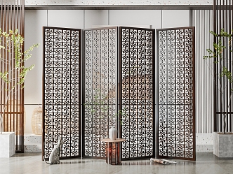 New Chinese Style Screen Partition 3d model