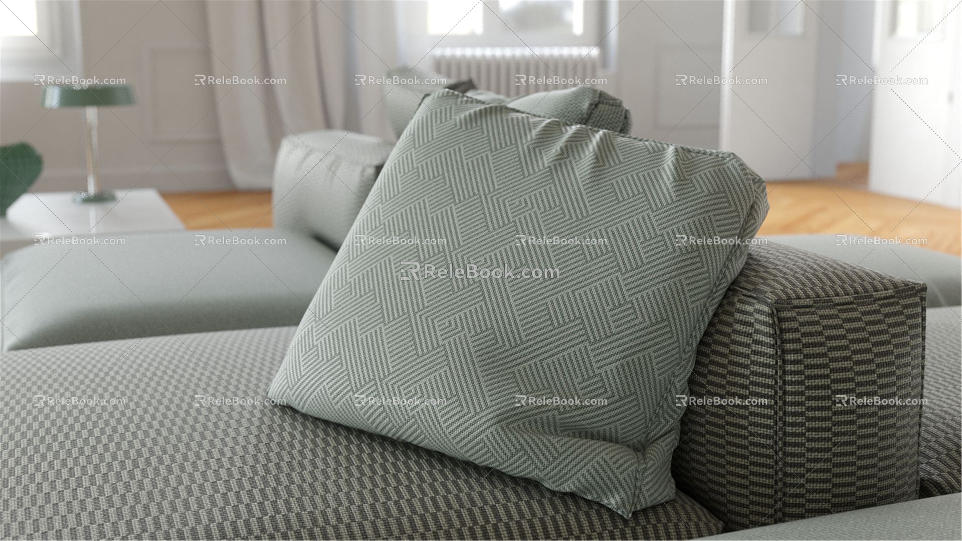 Modern Pillow Leather Sofa 3d model