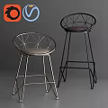 Modern Geometric Metal Frame Bar Stools With Upholstered Seats In Gold And Black