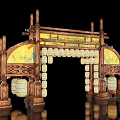 New Chinese style ancient building archway Guochao Guofeng block night market entrance and exit Meichen archway scenic spot gate tower scenic spot gate Guofeng entrance and exit market night city entrance and exit 3d model