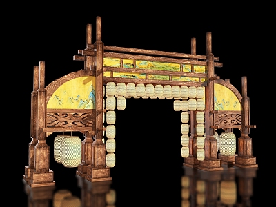 New Chinese style ancient building archway Guochao Guofeng block night market entrance and exit Meichen archway scenic spot gate tower scenic spot gate Guofeng entrance and exit market night city entrance and exit 3d model