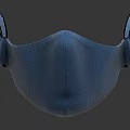 Blue Protective Face Mask With Elastic Ear Loops On Dark Surface 3d model