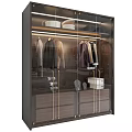 Modern Luxury Wardrobe Interior With Glass Doors Hanging Rods Drawers And Storage Solutions
