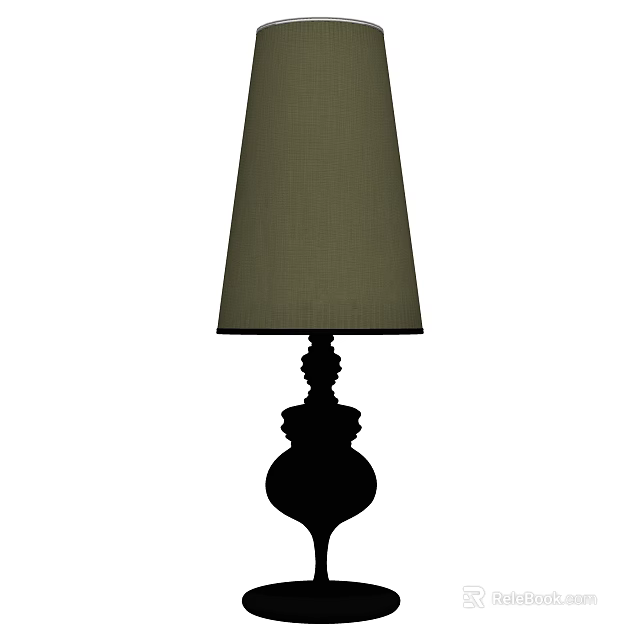 Elegant Fabric Shade Table Lamp With Ornate Decorative Base Design 3d model