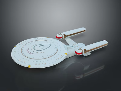 Detailed Starship Model with Saucer Shaped Hull and Engine Modules for Cosmic Exploration 3d model