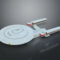 Detailed Starship Model with Saucer Shaped Hull and Engine Modules for Cosmic Exploration
