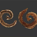 Two Brown Coiled Snakes Showing Curled Body Forms Against White Backdrop