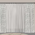 Stylish Window Curtains With Sheer Liner And Patterned Panels For Home Interior 3d model