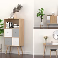 Nordic Style Chest Side Cabinet Chest Makeup Table Combination 3d model