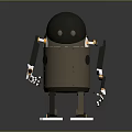 Mechanical Robot Model Featuring Black Head Brown Body Orange Joints And White Base