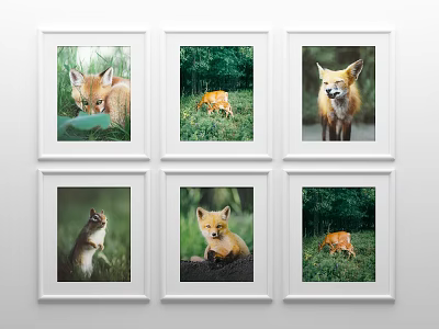 Framed Animal Wall Art Paintings With Foxes Squirrel In Grass And Trees 3d model Framed Animal Wall Art Paintings With Foxes Squirrel In Grass And Trees 3d model
