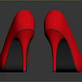 Shiny Red High Heels With Pointed Toe And Stiletto Heel On Black Background
