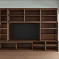 Modern TV Wall Unit Interior Design With White Cabinets Wooden Shelves And Drawers