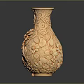 Golden Carved Vase With Intricate Floral Patterns And Decorative Details