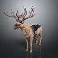 Detailed Mythical Winged Deer Creature With Large Antlers And Feathered Wings