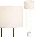 Modern Minimalist Floor Lamps With White Linen Shades And Golden Metal Stands
