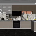 Modern Kitchen Interior Design With Marble Countertop Backsplash Light Cabinets And Appliances