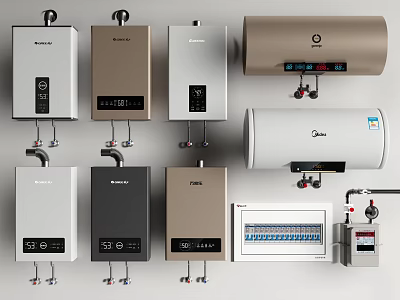 Domestic Electrical Appliances Featuring Various Water Heaters 3d model