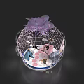 Decorative Spherical Wireframe Structure With Pink Bow And Display Items Inside 3d model