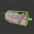 Mechanical Industrial Device With Yellow Casing And Visible Internal Components Featuring Colored Arrows 3d model