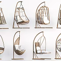 Modern Hanging Chair Collection With Rattan Weave Wooden Frames And Various Styles