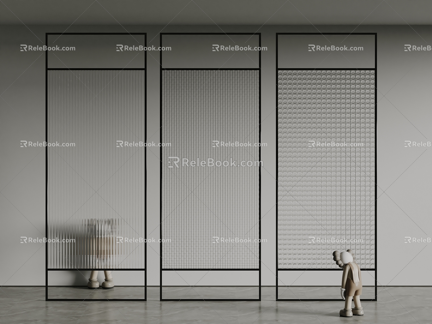 Modern Glass Partition Glass Screen Changhong Glass Frosted Glass 3d model