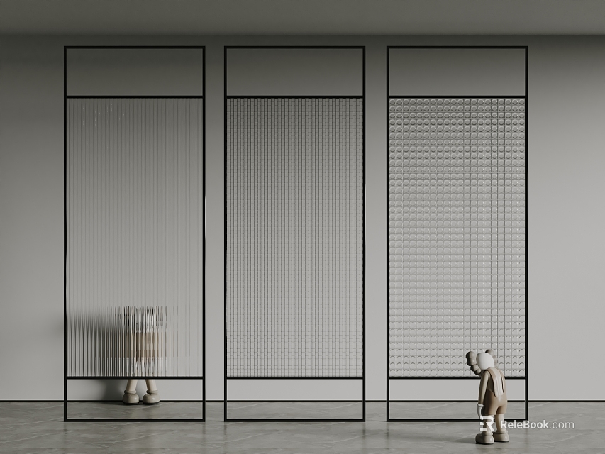 Sleek Minimalist Room Dividers With Metal Grid Design For Modern Interiors 3d model 