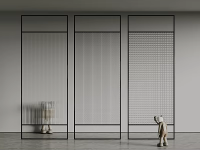 Sleek Minimalist Room Dividers With Metal Grid Design For Modern Interiors 3d model