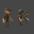 Military Game Movie Characters 3D Rendered With Different Uniforms Helmets And Equipment