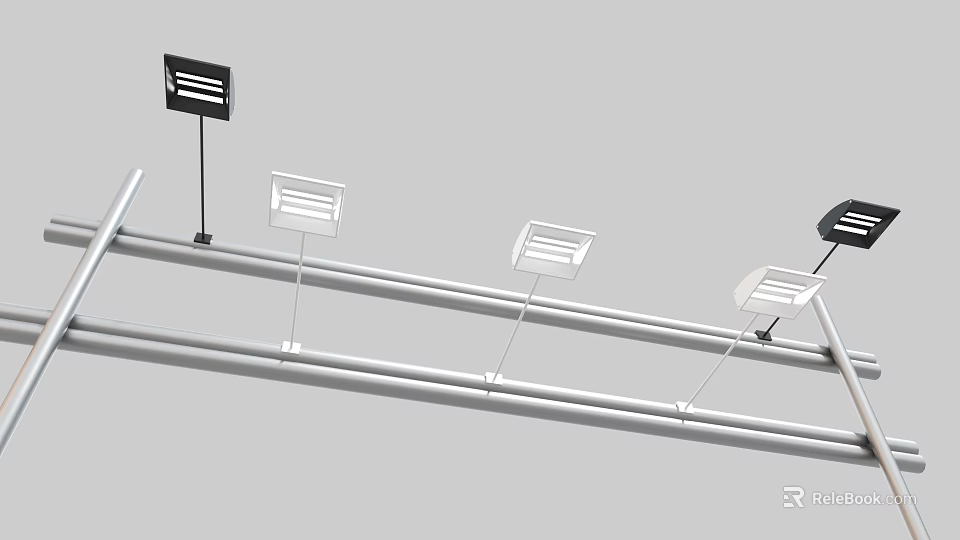 Sleek Modern Wall Sconces With Metal Frames In Linear Arrangement For Interior Design 3d model 