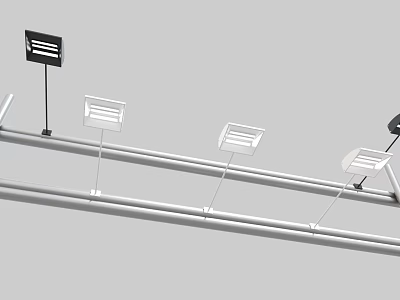 Sleek Modern Wall Sconces With Metal Frames In Linear Arrangement For Interior Design 3d model