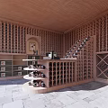 Classic Wine Cellar Interior Design With Wall Mounted Racks Central Circular Storage And Stone Flooring
