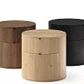 Modern Round Wooden Nightstand With Different Colors And Drawer Design For Bedroom