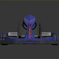 Blue Go-Kart Featuring Flame Design Black Seat And Visible Frame Structure 3d model