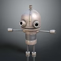 Metallic Robot Character Design With Round Eyes Extended Arms And Legs Structure