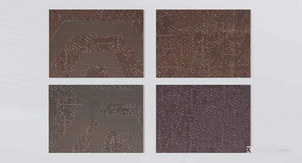 Square Rugs Displaying Diverse Textures And Colors 3d model