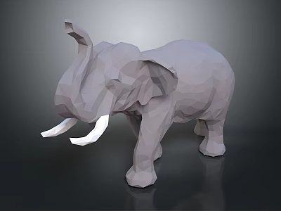 Modern Geometric Polygonal Gray Elephant Figurine Decorative Ornament Set for Home Decoration 3d model
