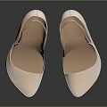 Light Beige Woven Slingback Shoes With Pointed Toe And Slim Heel Design
