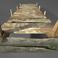 Old Rustic Wooden Pallet With Weathered Planks And Wooden Posts