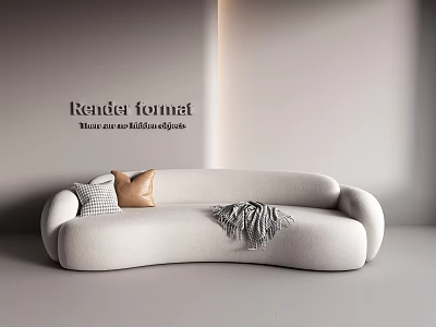 Modern White Curved Sectional Sofa With Decorative Pillows And Throw Blanket 3d model