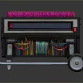 Wheeled Equipment Cart With Pink Padded Top Colorful Cables And Control Panel