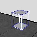 White Square Two Tiered Display Stand on Gray Tiled Floor with White Wall 3d model