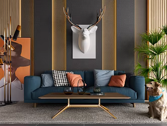Nordic Two-Person Sofa Combination 3d model