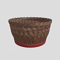Handwoven Brown Storage Basket With Red Base And Braided Design