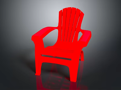 Red Modern Plastic Armchair with Simple Design Straight Legs Armrests and Backrest 3d model