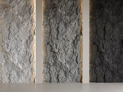 Three Different Textured Natural Stone Background Wall Designs For Modern Interior Decorative Surface 3d model