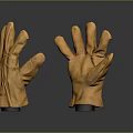 Pair of Yellow Leather Work Gloves Featuring Stitching Details On Dark Background